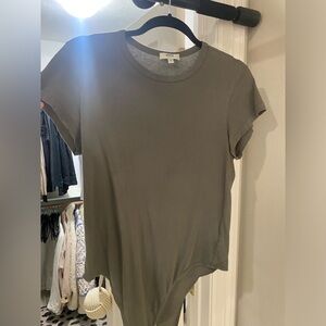 AGOLDE Olive Green Cap Sleeve Bodysuit